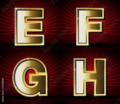 Vector Luxurious Gold Dimond Alphabet
