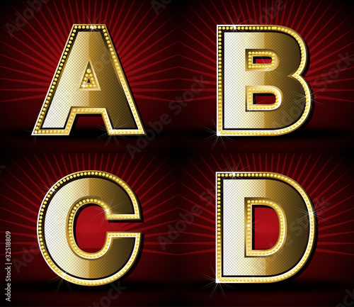 Vector Luxurious Gold Dimond Alphabet