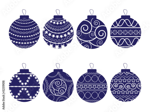 Set of eight Christmas balls