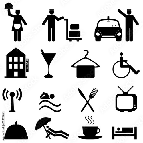 Hotel and hospitality icon set