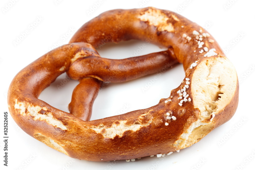Pretzel shaped bread with salt Pretzel shaped bread with salt