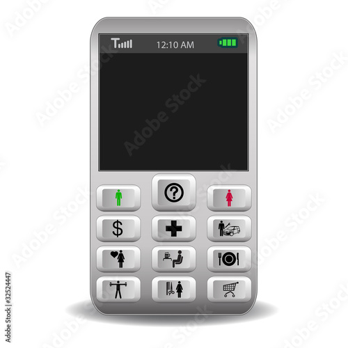 mobile phone with icons on the buttons call