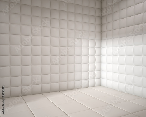empty white padded room