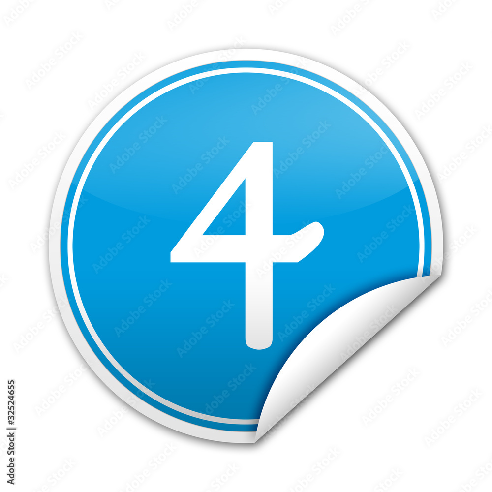 Pegatina numero 4 con reborde Pegatina numero 4 con reborde