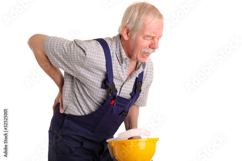 Handwerker mit Rückenschmerzen photo