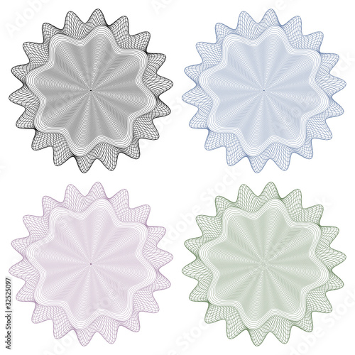 Zertifikat Symbole - Set, Muster, Guilloche, Rosetten
