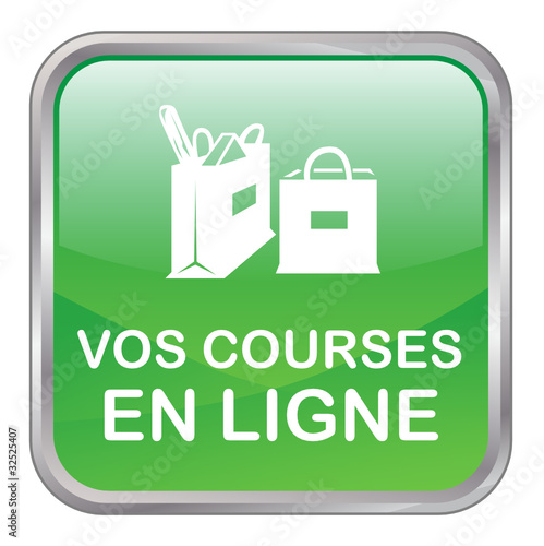 Bouton Web "VOS COURSES EN LIGNE" (achats e-shopping e-commerce)
