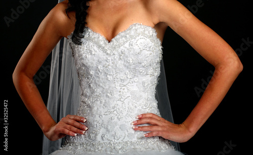 Fotografie, Tablou Сlose up of bride wearing wedding dress