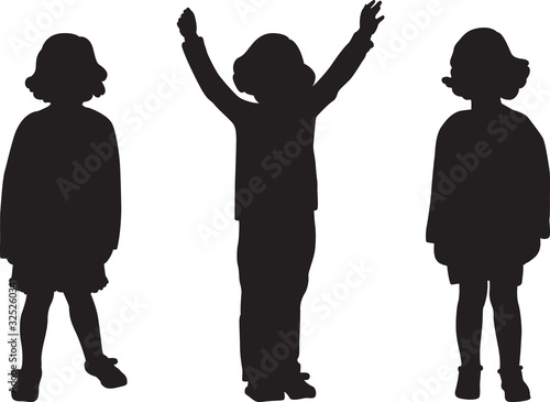 Silhouettes of cute 4-years old girl
