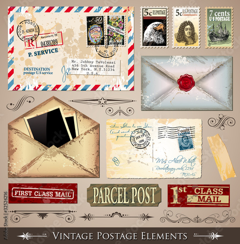 Vintage Postage Design Elements