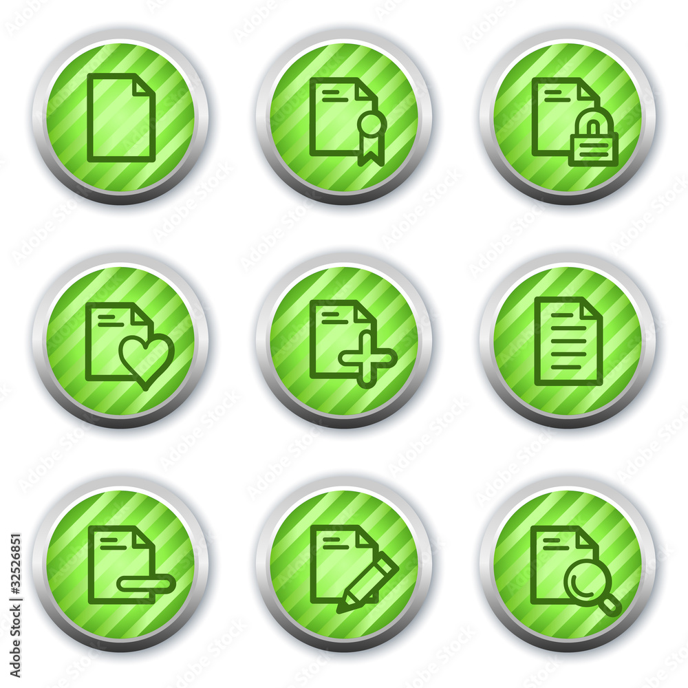 Document web icons set 2, green glossy circle buttons Document web icons set 2, green glossy circle buttons