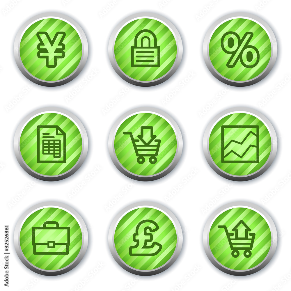 E-business web icons, green glossy circle buttons E-business web icons, green glossy circle buttons