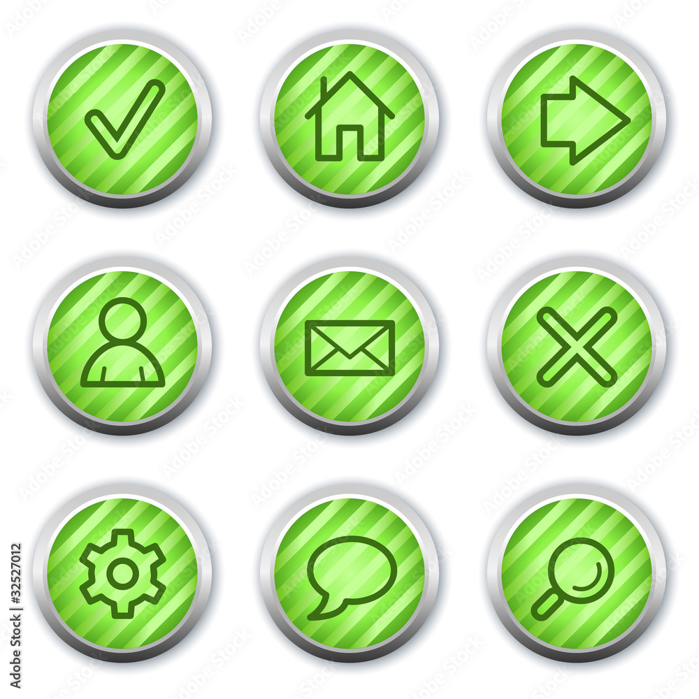 Basic web icons, green glossy circle buttons Basic web icons, green glossy circle buttons