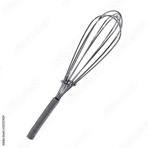 Kitchen metal whisk isolated on white with a Clipping Path.