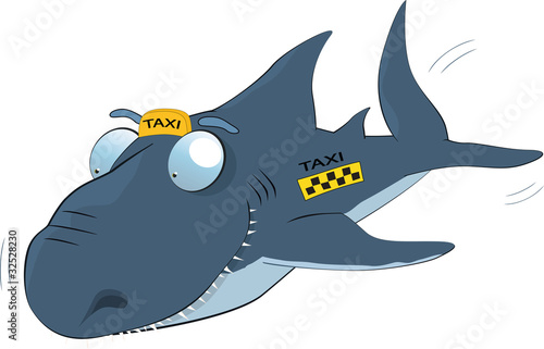 Shark of a taxi. Cartoon