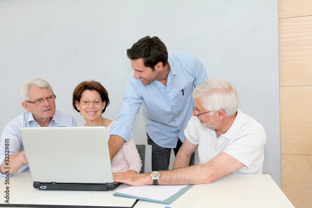 Group of senior people attending job search meeting Group of senior people attending job search meeting