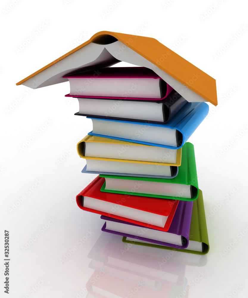 3d book pile and inverted open book 3d book pile and inverted open book