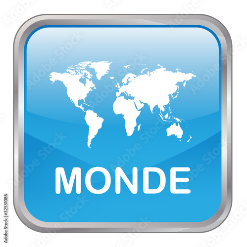 Bouton Web "MONDE" (global international planète business icône)