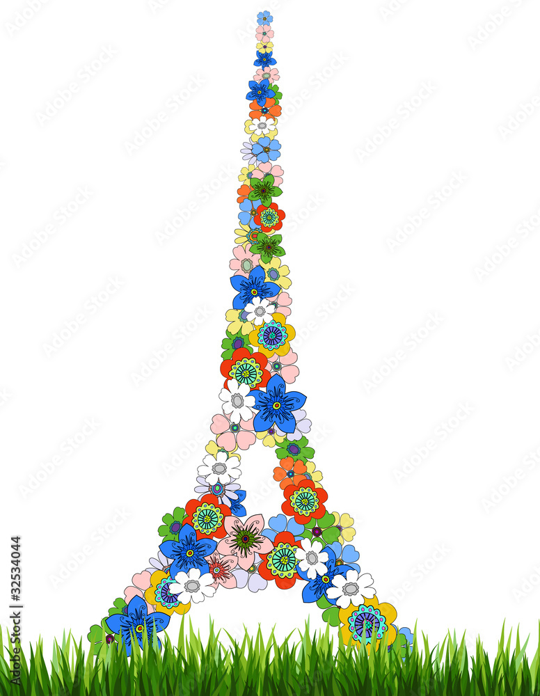 Fototapeta premium Eiffel tower floral