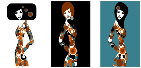Fototapete Malerische Inspiration Drei Pop Art Models stilvoll  © bruniewska