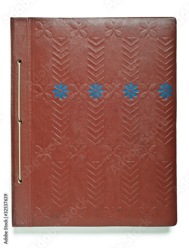 Retro old red album isolated on white