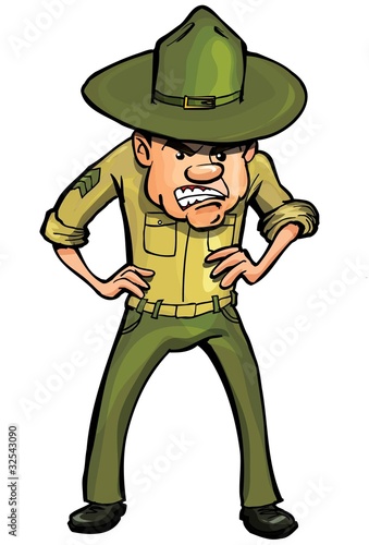 Angry cartoon drill sergeant