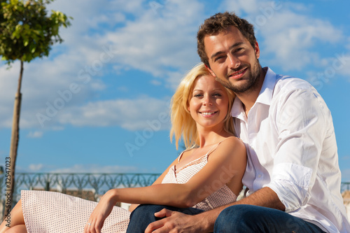 Couple in love in summer vacation