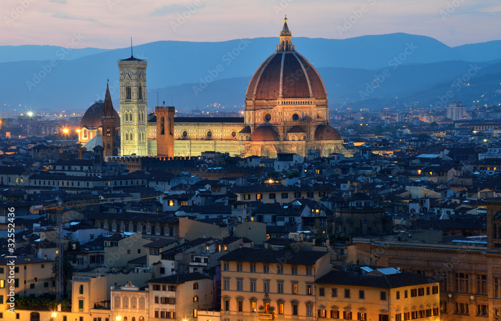 Florence dome, night view, Tuscany