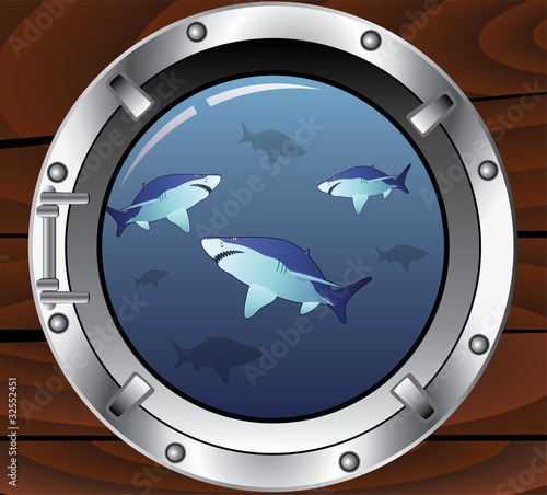 vector porthole and dangerous sharks