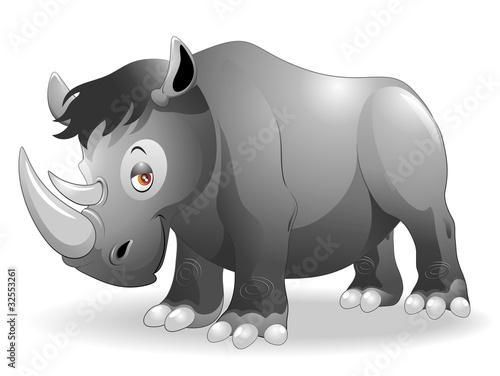 Rinoceronte Cartoon-Cute Rhinoceros-2-Vector