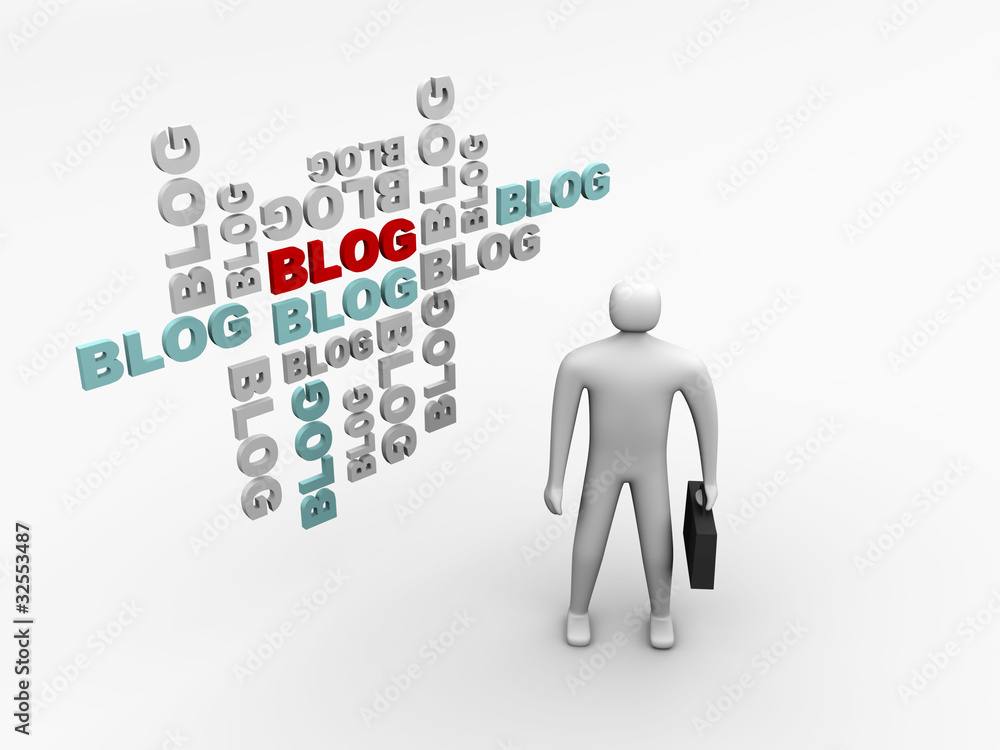 standing man and 3d blog abstract background standing man and 3d blog abstract background