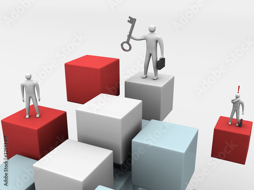 business people on 3d abstract cube background