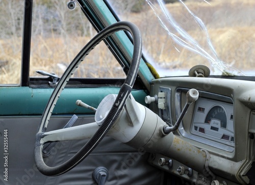 View inside vintage car
