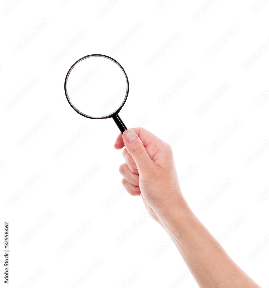 Magnifying glass in hand Magnifying glass in hand
