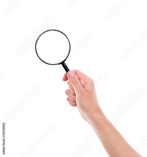 Magnifying glass in hand