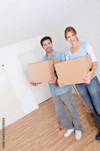Couple moving in new house