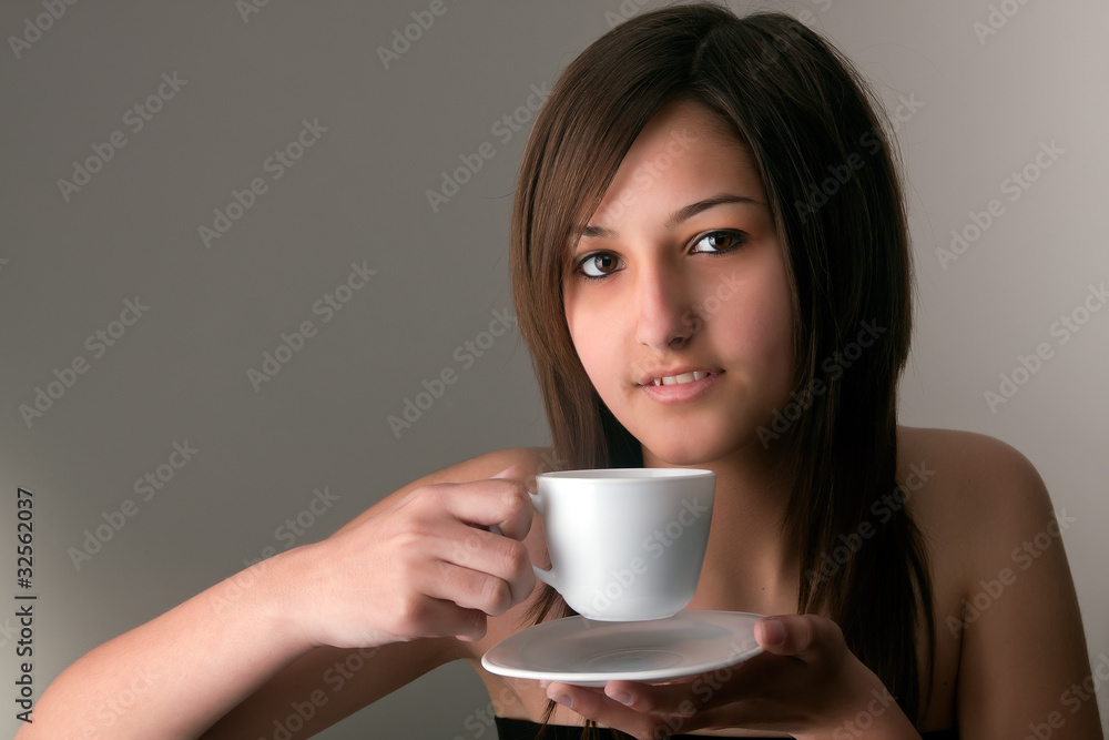 Girl drinking coffee Girl drinking coffee