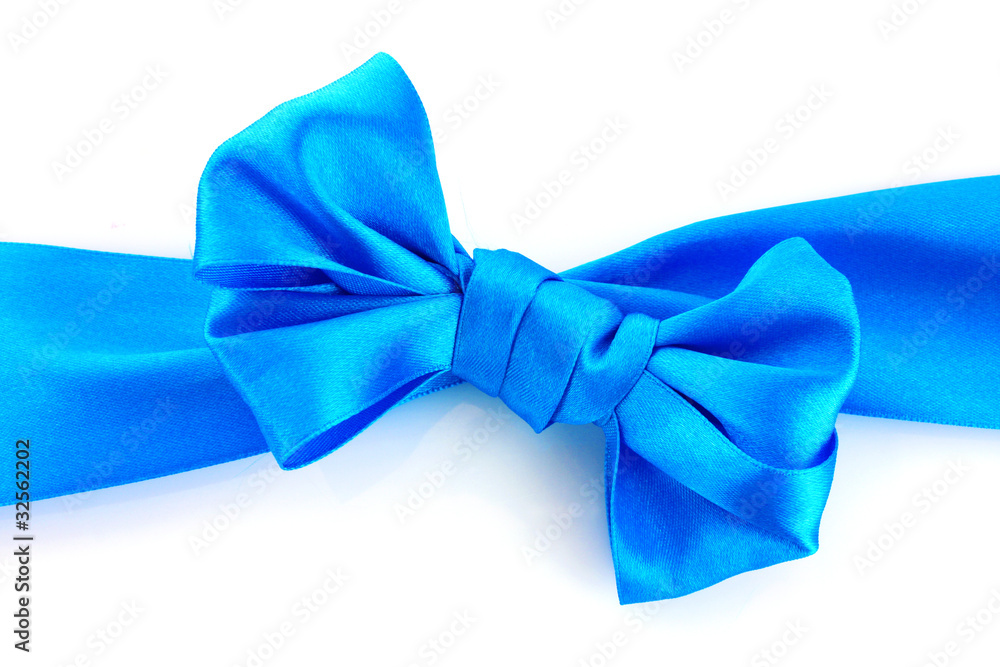 Beautiful blue bow on white background Beautiful blue bow on white background