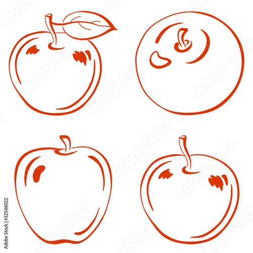 Fruits, outline apples