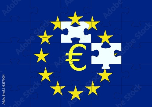 Puzzle mit EU-Flagge und Währungssymbol