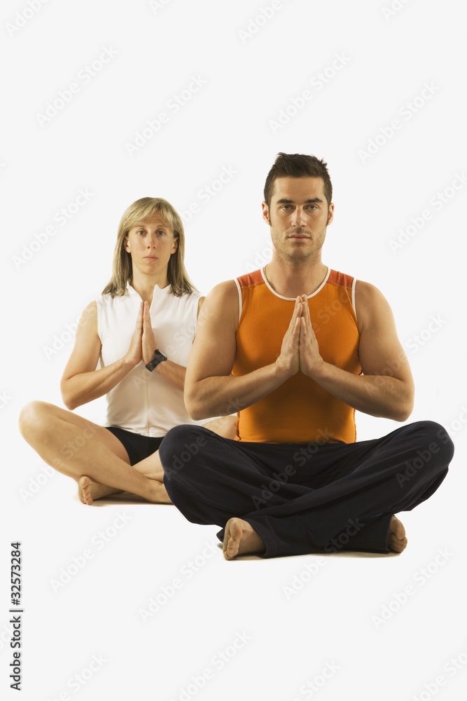 Man And Woman In A Yoga Pose Man And Woman In A Yoga Pose
