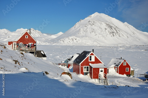 Red houses in winter, Greenland #32576657
