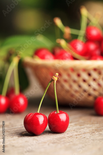 cherries in basket