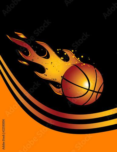 Flaming Basketball! Vector Clip Art