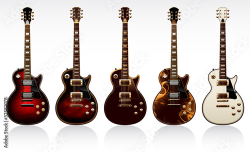 Five electric guitars