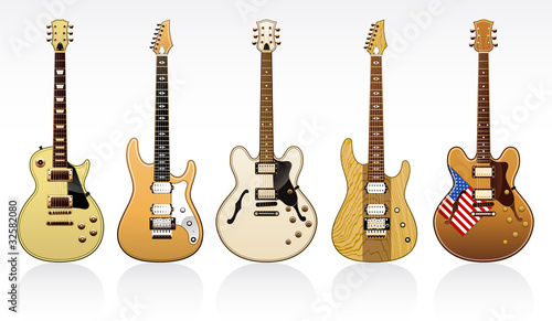 Five electric guitars