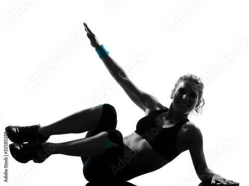Fototapeta Naklejka Na Ścianę i Meble -  woman workout fitness posture abdominals push ups