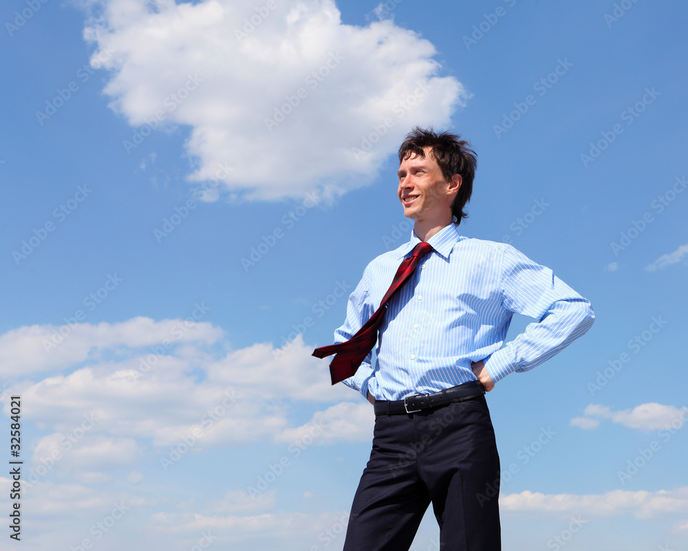 young business man in a blue shirt and red tie young business man in a blue shirt and red tie