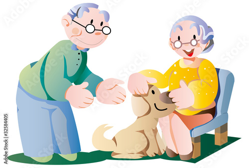 老夫婦と犬
