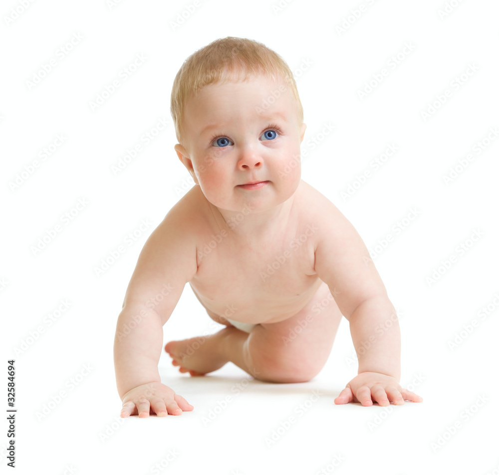 Baby boy toddler isolated trying to stand up Baby boy toddler isolated trying to stand up